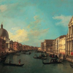 Venezia with figures along the canal